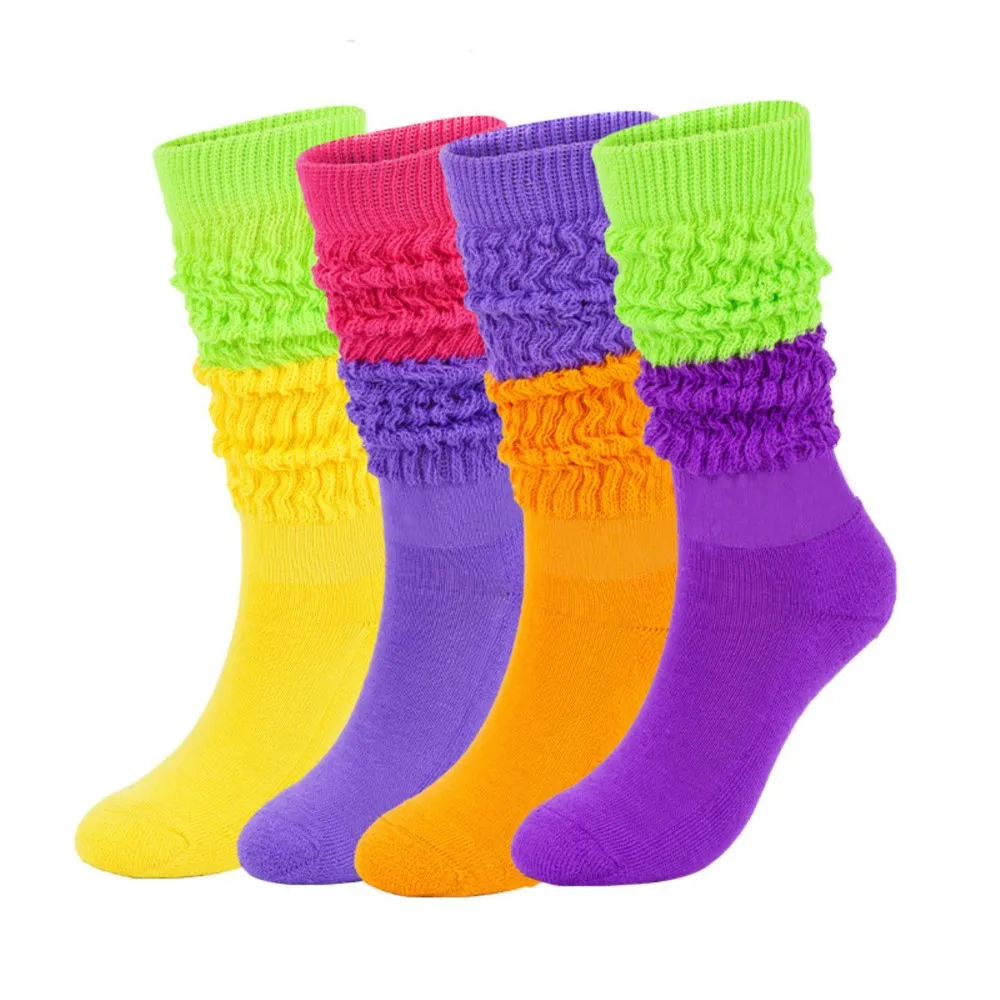 kids socks knee high bubble men and women color sokken contrast autumn and winter socks color pile slouch sock