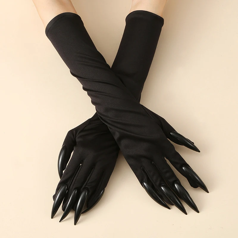 

Unisex Halloween Decoration Gloves Black Sequins Nails Cosplay Scary Funny High Quality Simulation Gloves For Halloween Makeup