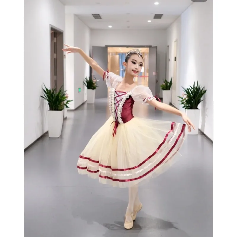 

Giselle Ballet Dress, Children's Professional Performance Dress, Red Competition Puffy Dress, Adult Ballet Performance Dress