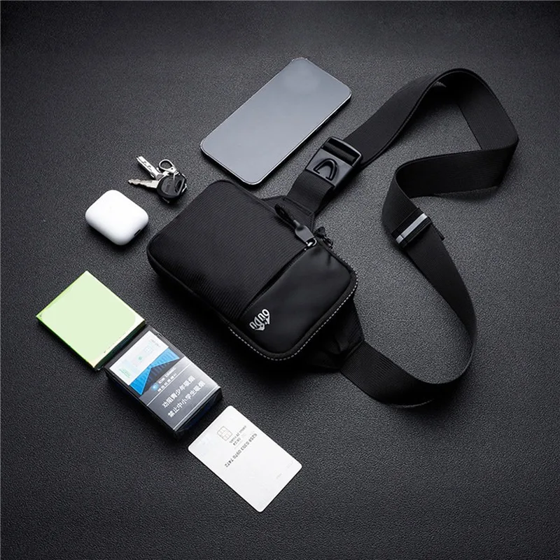 عادية الرجال الكتف حقيبة صدر للرجال نايلون مقاوم للماء في الهواء الطلق رياضة الجري ركوب الدراجات حقيبة بحزام سعة كبيرة السفر الهاتف كيس مزموم #4