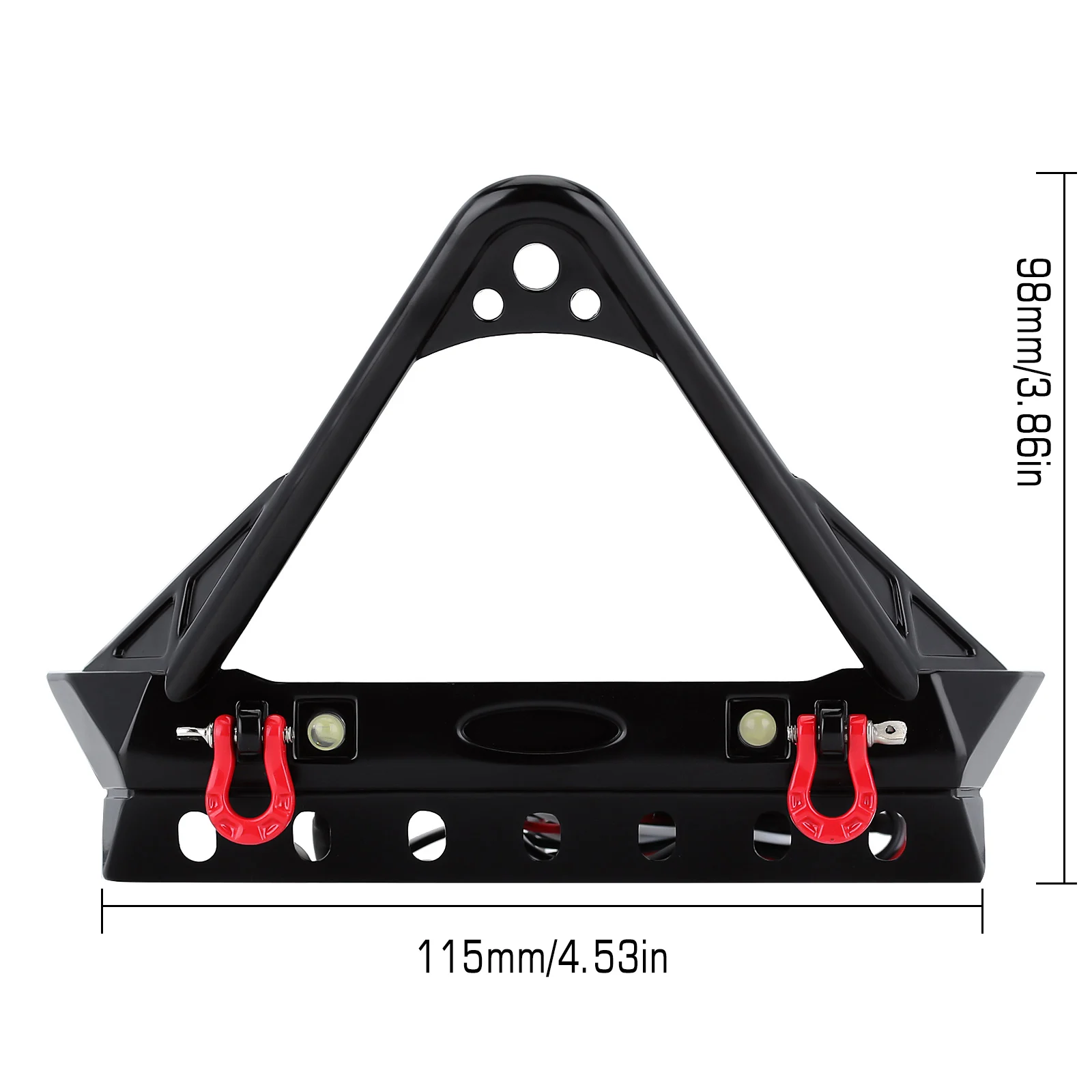 Metalowy zderzak przedni ze światłem LED dla 1:10 zdalnie sterowany samochód gąsienicowy TRX4 Axial SCX10 90046 i SCX10 III AXI03007 części zamienne