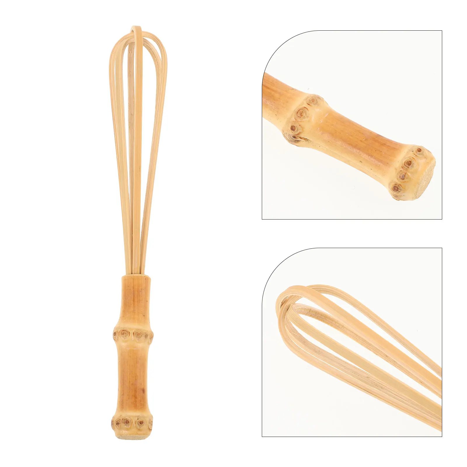 Batidor de huevos de bambú, mezclador de cocina Manual, mango ergonómico ligero, fácil limpieza, herramienta de cocina multifunción para hornear pasteles en casa