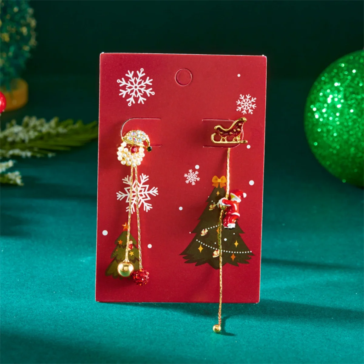 عيد الميلاد عطلة انخفاض الأقراط الزحف سانتا كلوز مزلقة الغزلان شجرة جرس قفاز غير المتماثلة شرابة القرط للنساء الرجال المجوهرات هدية #4