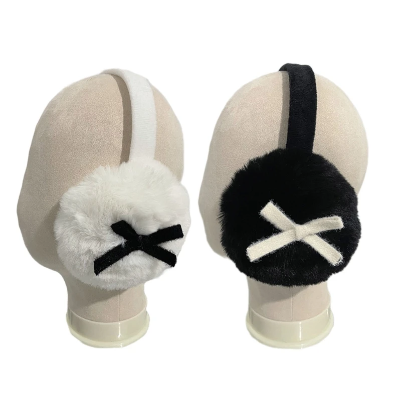 Women Plush Ear Muffs for Cold Weather Foldable Ear Protective Ear Warmers InsStyle Bowknot Ear Flaps Outdoor Sport Dropshipping