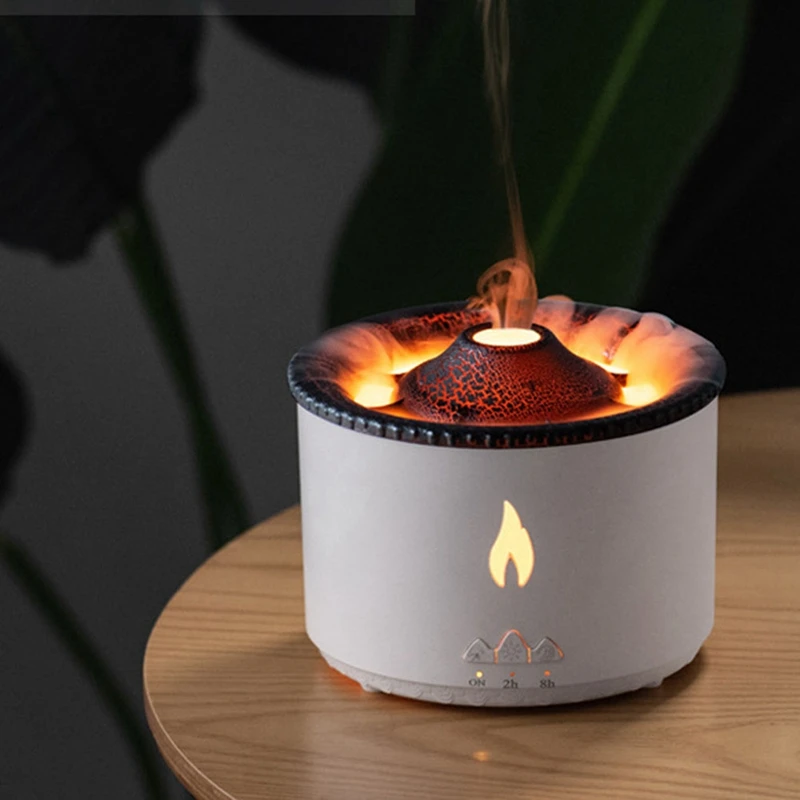 Desktop Air Humidifier Electric Aroma Essential Oil Diffuser With Flame Lamp Eruption Fragrance Machine US Plug