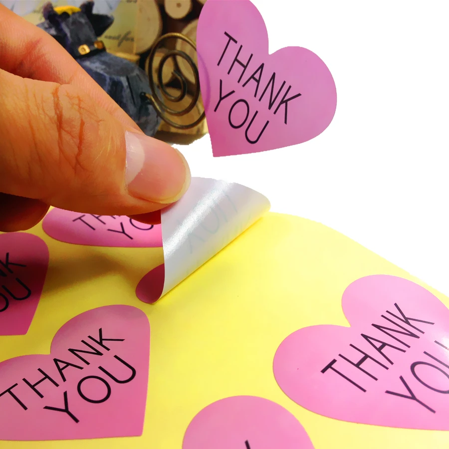100pcs/pack THANK YOU Pink DIY Creative Baking Gift Multifunction Packaging Label Custom Adhesive Stickers