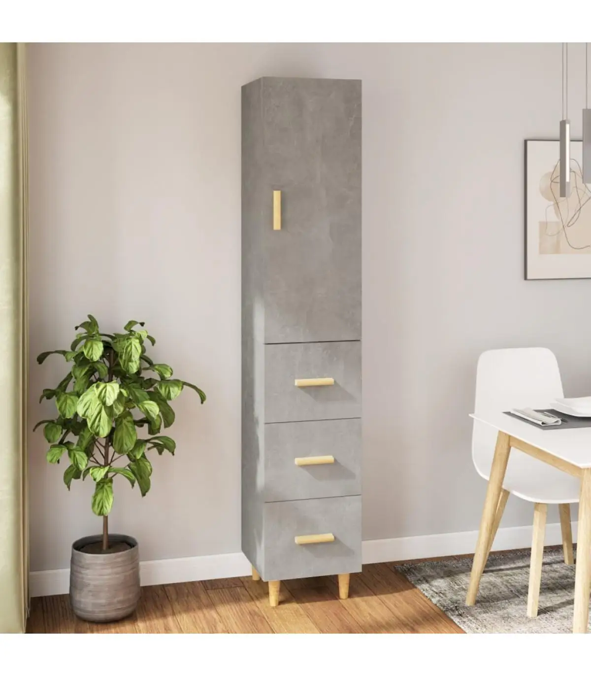 34,5x34x180 cm concrete gray plywood sideboard