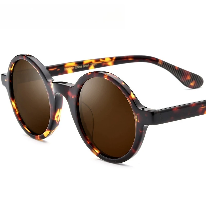 

Классические круглые ацетатные солнцезащитные очки в стиле ретро — поляризационные оттенки унисекс, необходимые для знаменитостей и вождения