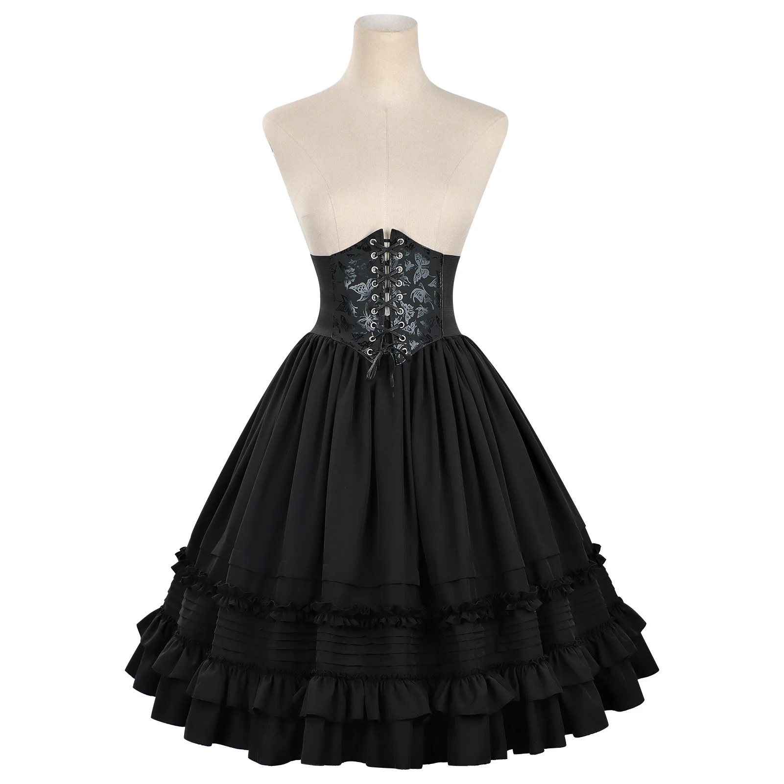 Women Medieval steampunk Layer skirt Lolita Gothic skirt Corset waist slimming sweet ruffles Shirt  Halloween Victorian Dress view 5