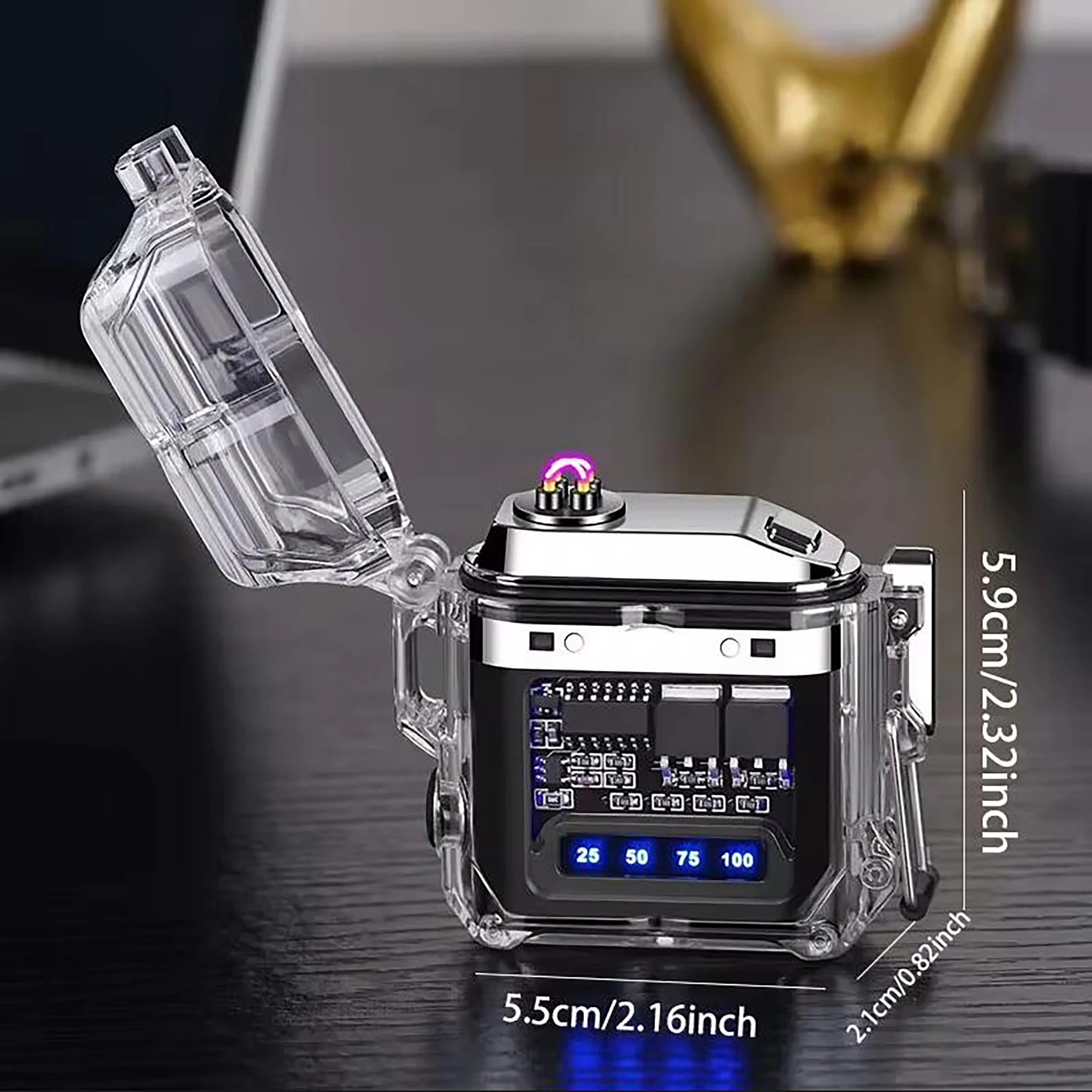 1PC New Transparent Shell Double Arc USB Electronic Lighter TYPE-C Fast ChargeLighting Plasma Lighter Electric Waterproo