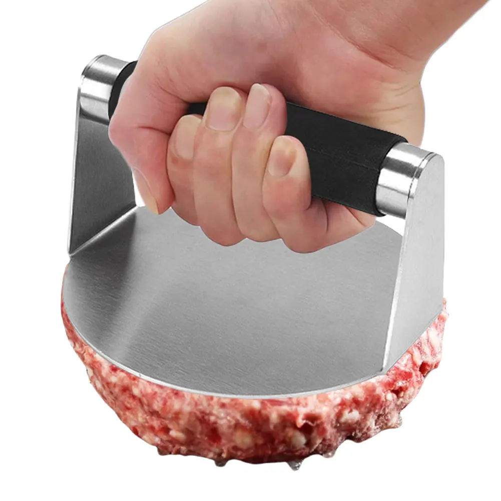 Stainless Steel 5.5 Inch Smash Burger Press with Anti-Scald Handle Hamburger Smasher Tool for Smashburger Bacon Ground Beef Meat