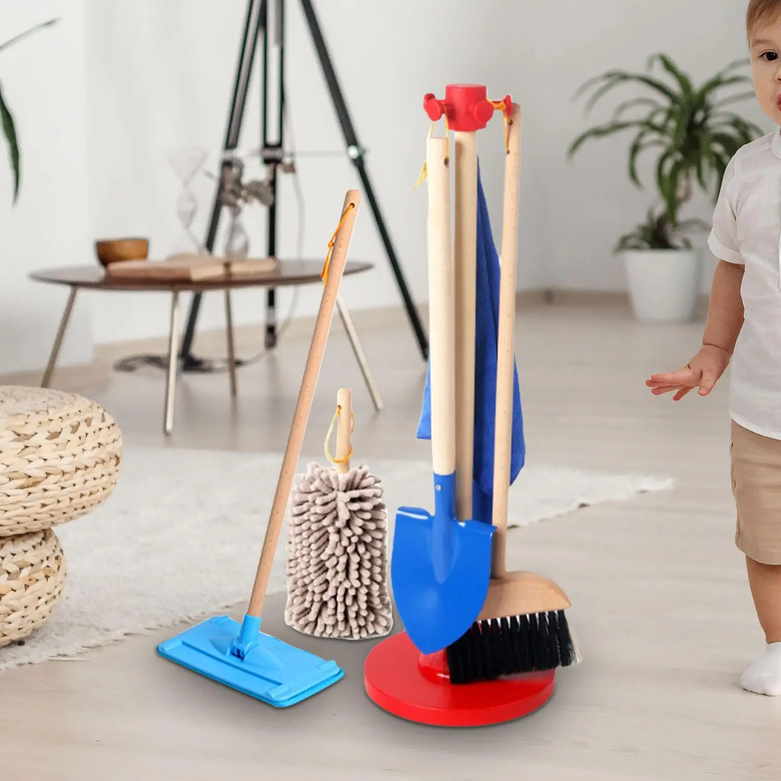 

Kids Cleaning Set Pretend Play Housekeeping Montessori Cleaning Toy Role Play Duster Broom Mop for Ages 3+ Years Old Children