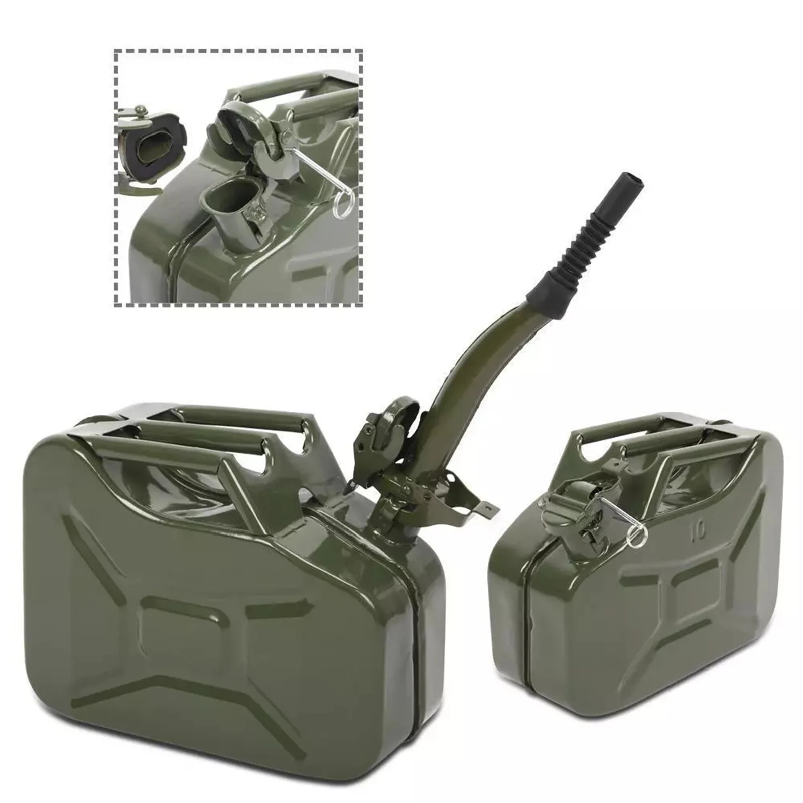 

Practical Army Green 10L 0.8mm Fuel Can Backup Steel Tank Fuel Gas Gasoline New