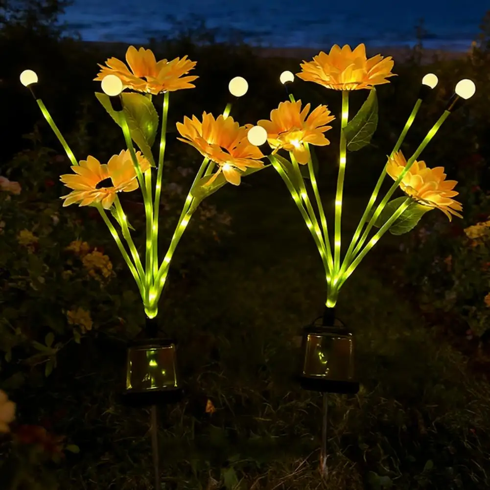 

Garden Solar Firefly Lights Solar Sunflower Garden Lights with Firefly Led Waterproof Outdoor Lawn Lamps Solar-powered for Patio