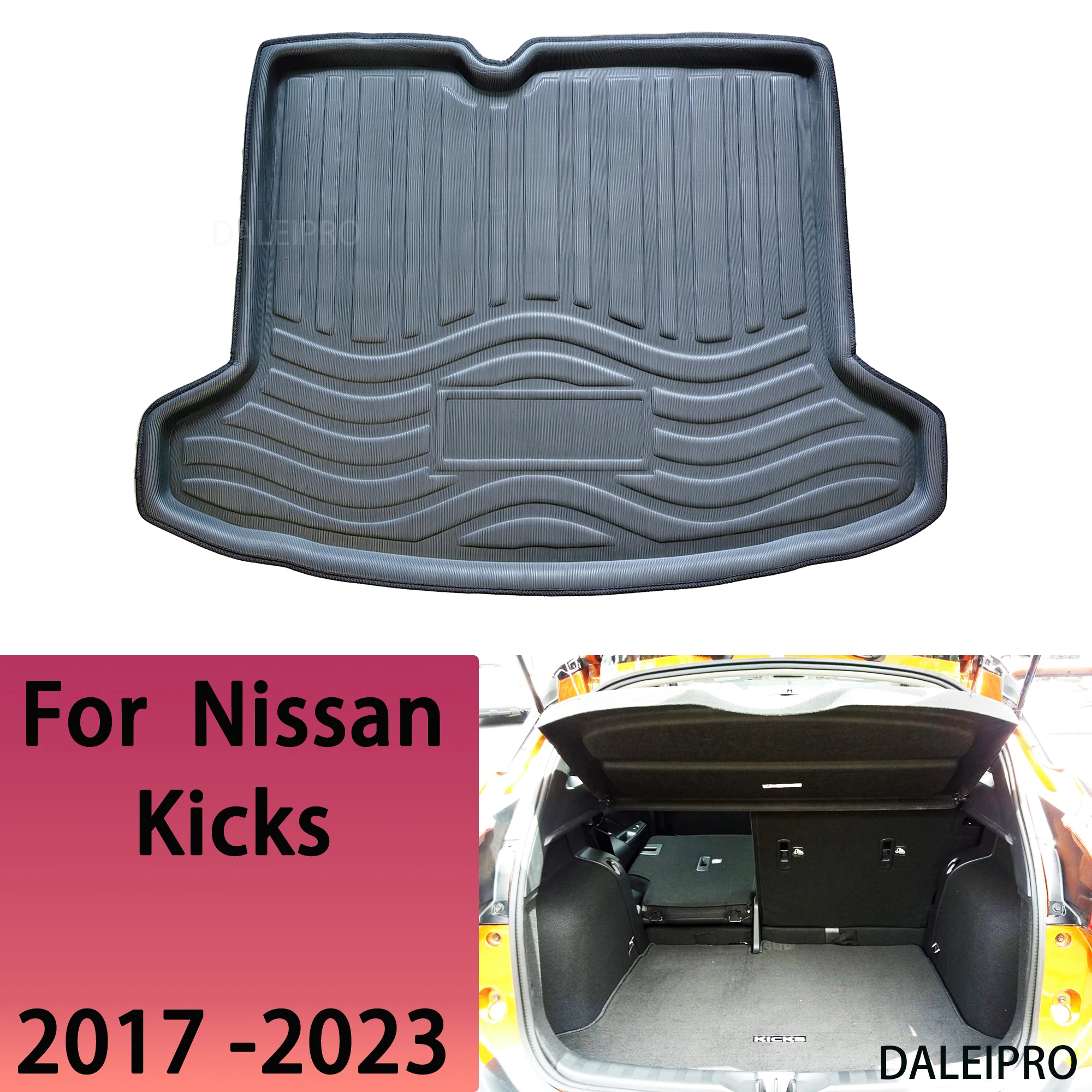 Car Rear Trunk Mat For Nissan Kicks P15 2017 2018 2019 2020 2021 2022 2023 Cargo Liner Boot Floor Tray 3D EVA Carpet Accessories