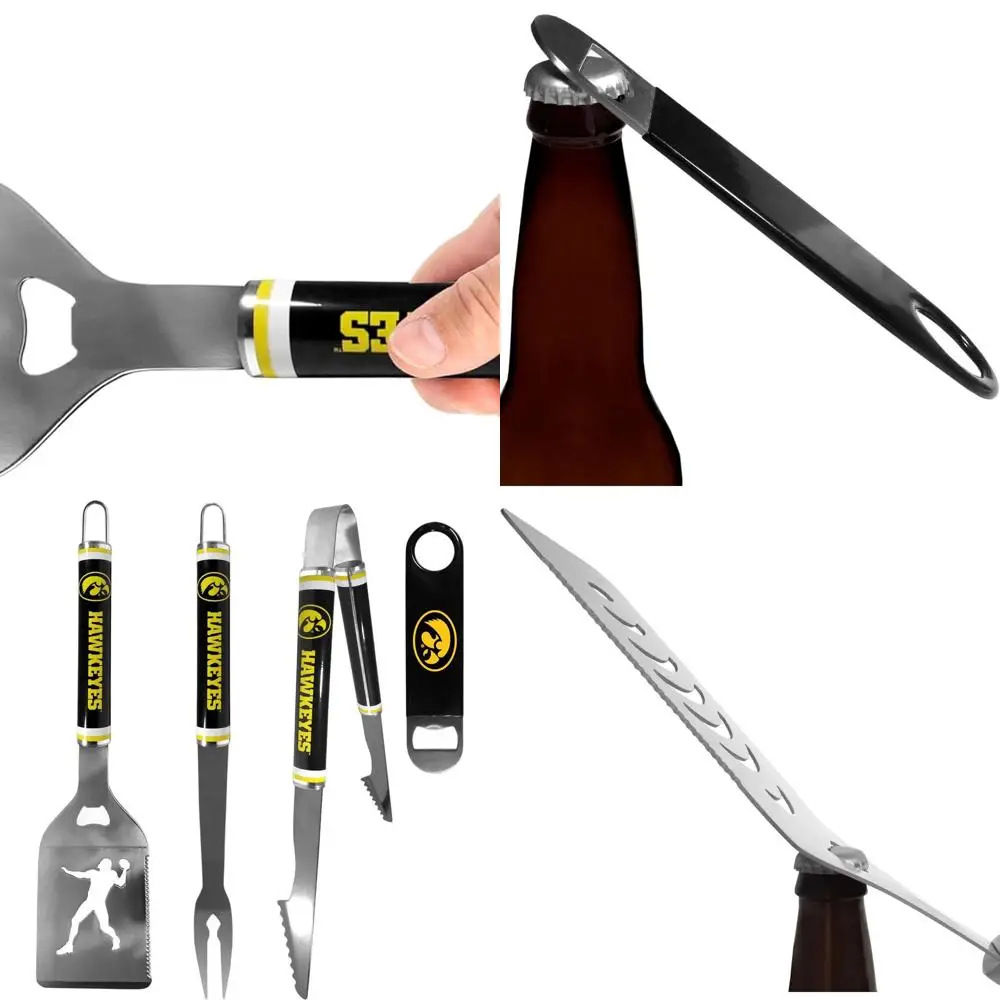 

Iowa Hawkeyes 3-Piece Steel BBQ Tool Set with Bottle Opener, Team Color