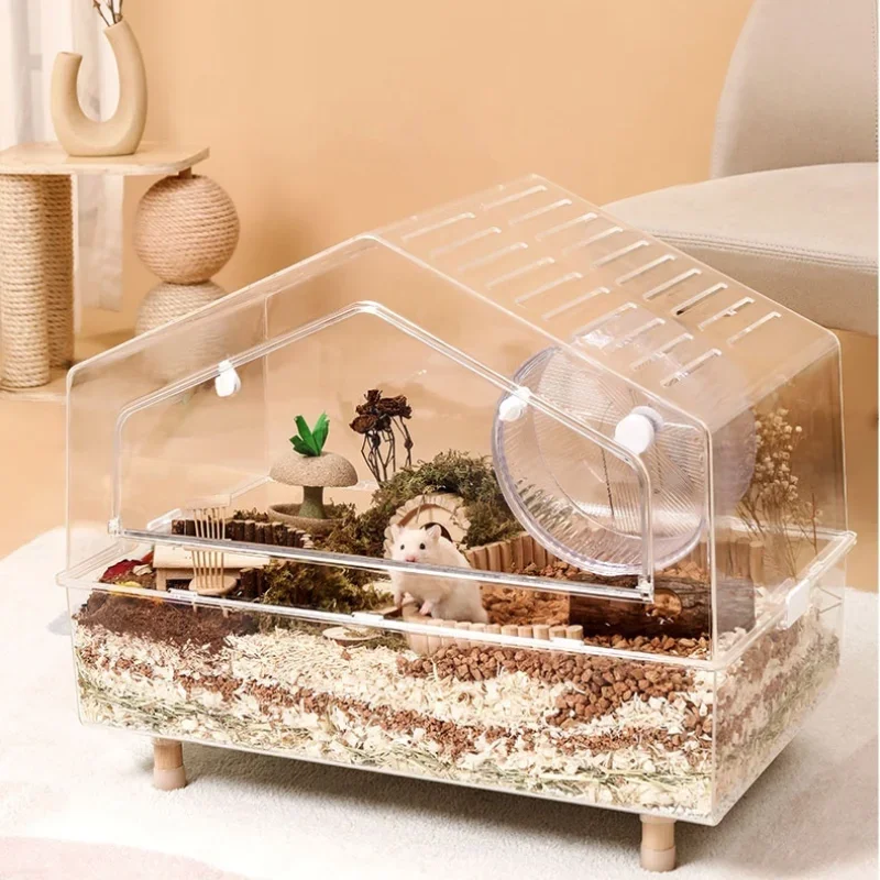 Elf Hamster Cage Djungarian Hamster Oversized Villa Cottage Acrylic Landscape Supplies Hamster Cage