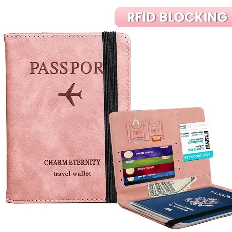 Portfel na paszport z RFID, etui na karty z PU skóry, futerał na paszport, niezbędnik podróżny do zagraniczy dla kobiet, mężczyzn i rodziny na wakacje.
