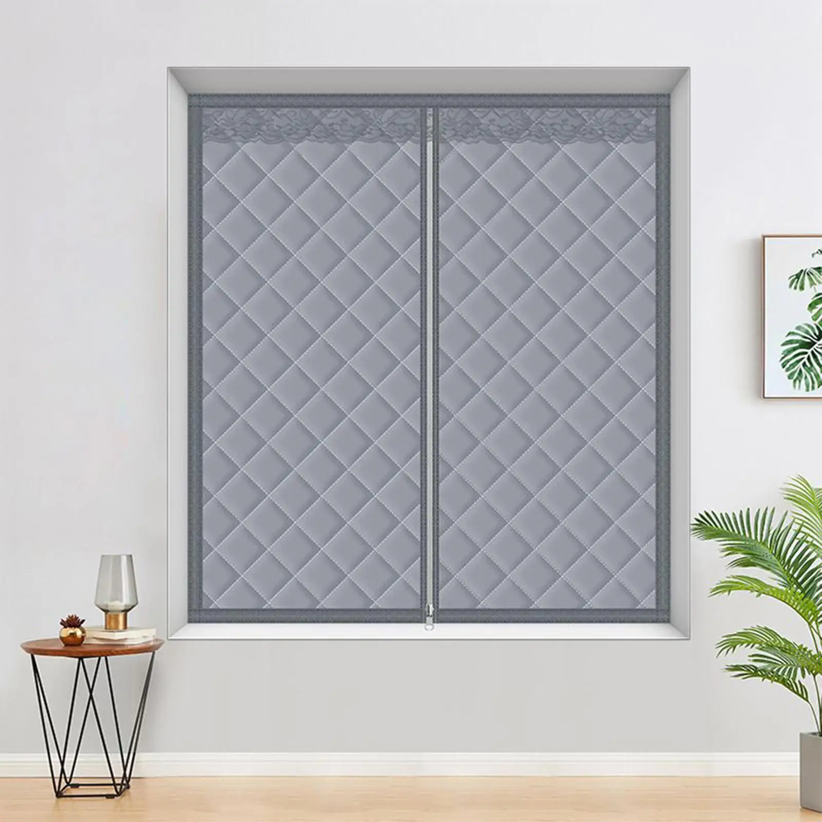 Insulated Curtains for Winter Double-sided Zippered Blackout Curtains Winter Insulation Drapes for Window Bedroom Living Room