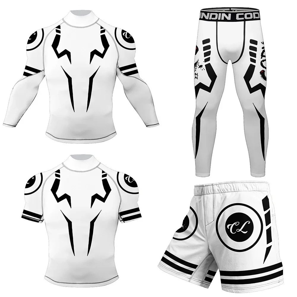 بدلة رياضية MMA BJJ للرجال من Muay Thai Jiu jitsu مجموعة رياضية للملاكمة واللياقة البدنية Rashguard للتدريب والجري ملابس رياضية للصالة الرياضية