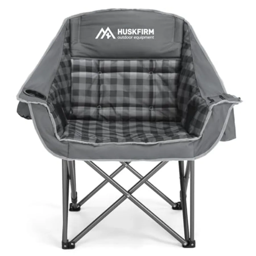 

Oversized Camping Chair Padded Camping Chairs Heavy-Duty Foldable Camping Chairs with Cup Holder and Cooler Bag Portable Lawn C