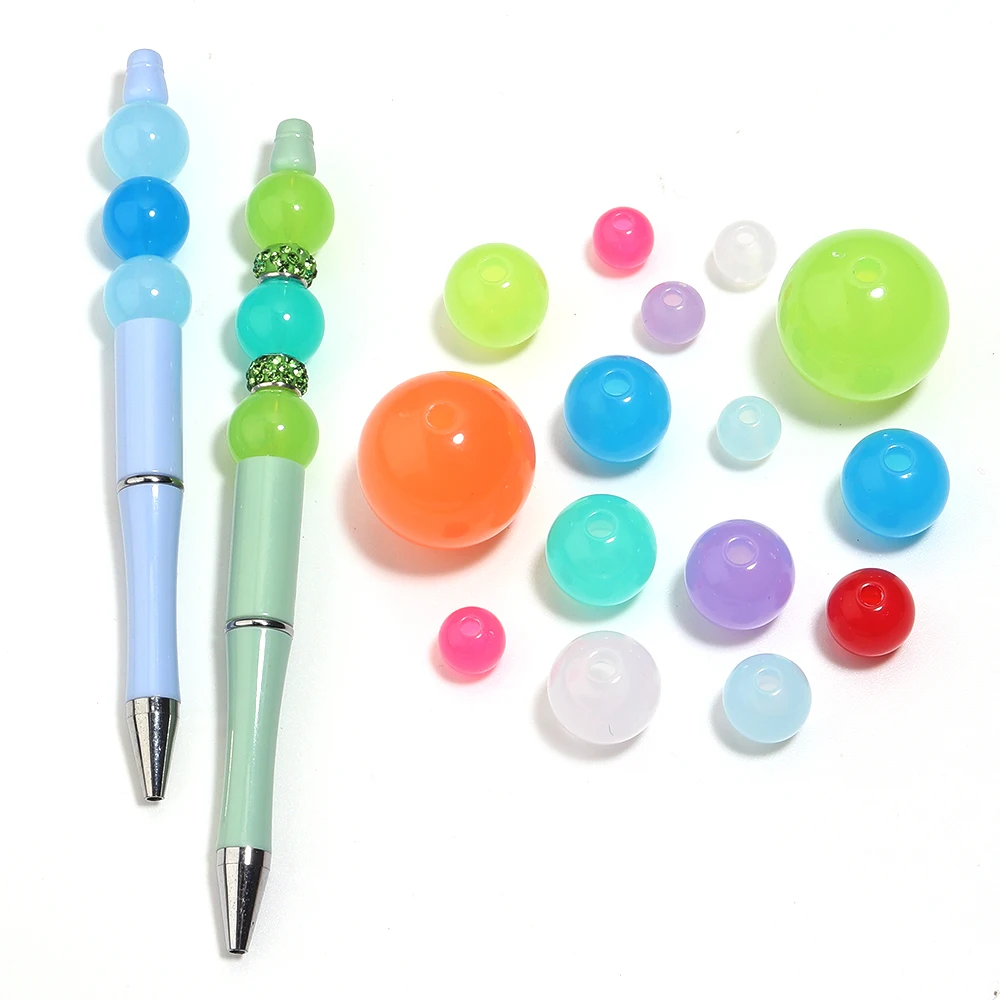 20-100 Stück, 6/8/10/14/16 mm, runde Acrylperlen in Gelee-Farben, lose Perlen zum Verzieren, für die Schmuckherstellung, zum Basteln von Armbändern und Halsketten. – Detail 6