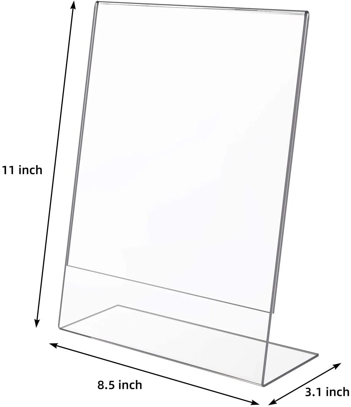 Clear Acrylic Sign Holder 8.5 x 11,Slant Back Table Top  Display Stand, Menu Portrait Ad Frame for Home, Office, Store