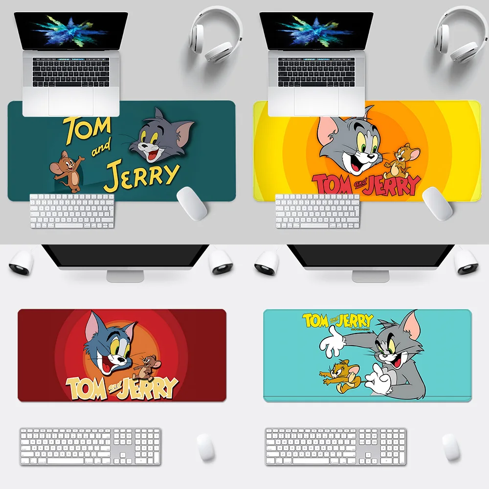 

T-tom and J-Jerry cats mouse Mousepad HD Printing Computer Gamers Locking Edge Non-slip Mouse Pad Keyboard PC Desk Pad