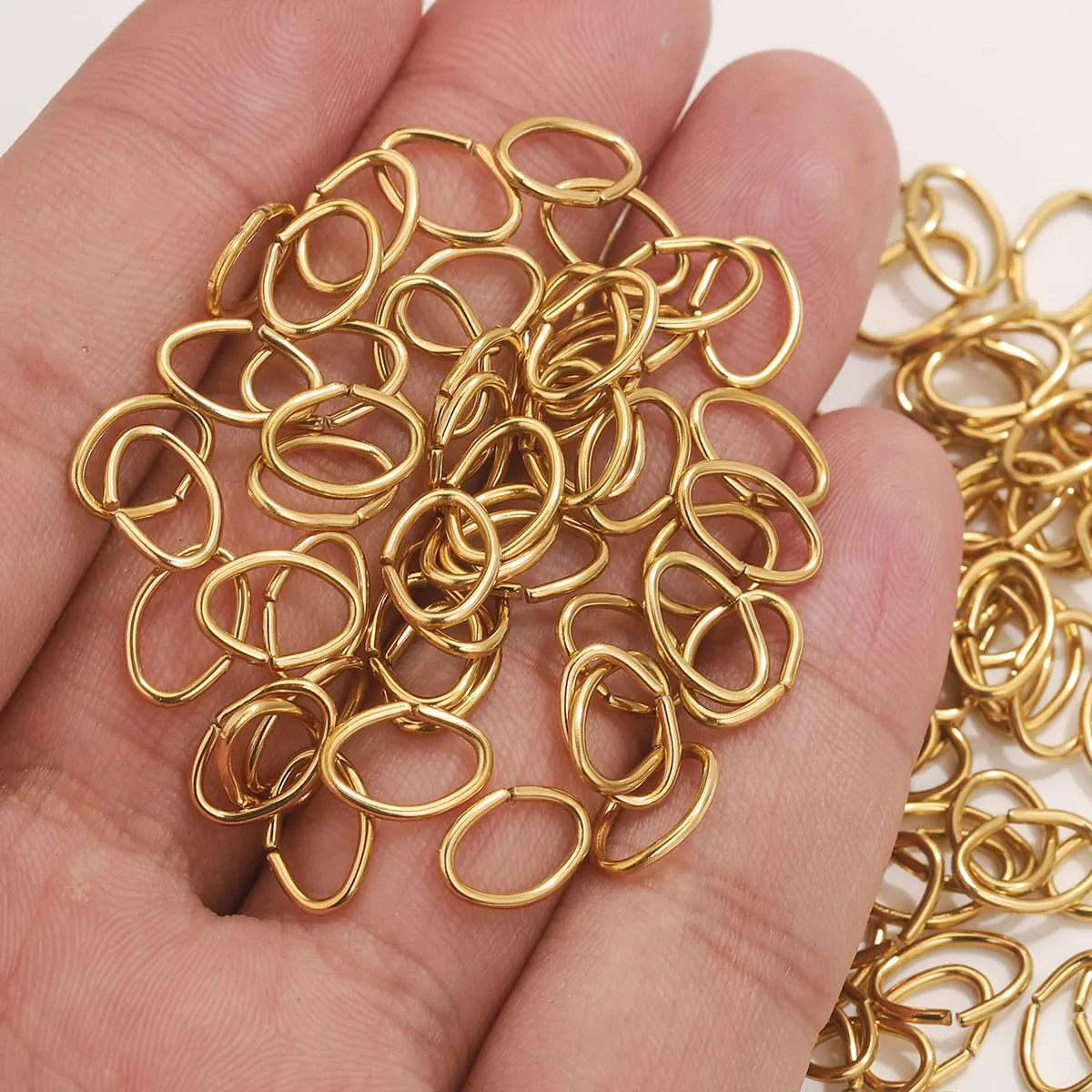 100 Stück Edelstahl Gold Oval Biegeringe Verbinder für Schmuckherstellung Halskette Armbänder Spaltringe Schmuckzubehör