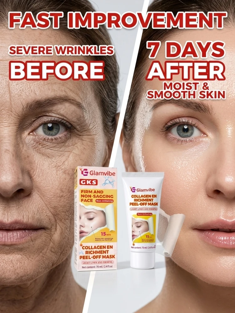 Household Peel‑Off Collagen Facial Mask, Gentle Skin Surface Cleansing, Deliver Moisturizing Effect, Enhance Radiant‑Looking Complexion, Smooth Peel‑Away Texture for Men Women Daily Face Skincare Maintenance