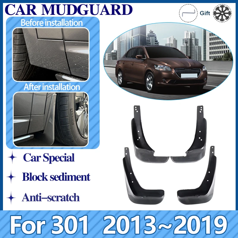 

Mudguards For Peugeot 301 2013 2014 2015 2016 2017 2018 2019 Car Mud Flap Guards Anti-splash Fender Auto Accessories Mudflaps 4X