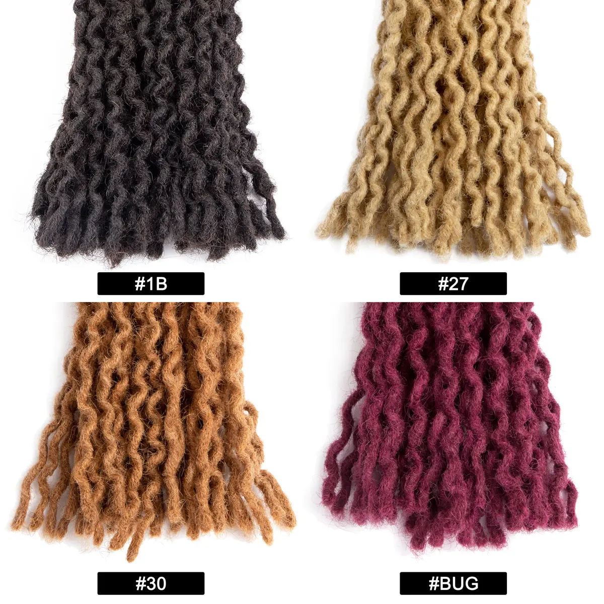 Extensiones de rastas rizadas de cabello humano crudo de 0,4 cm, textura ondulada, rastas permanentes hechas a mano, extensión loc de 8 pulgadas