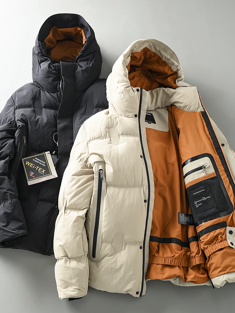 

Men's Outdoor High Fill Power Du down Jaet Thiened Cold Proof Windproof 800FP Hooded Zipper Closure Warm Coat