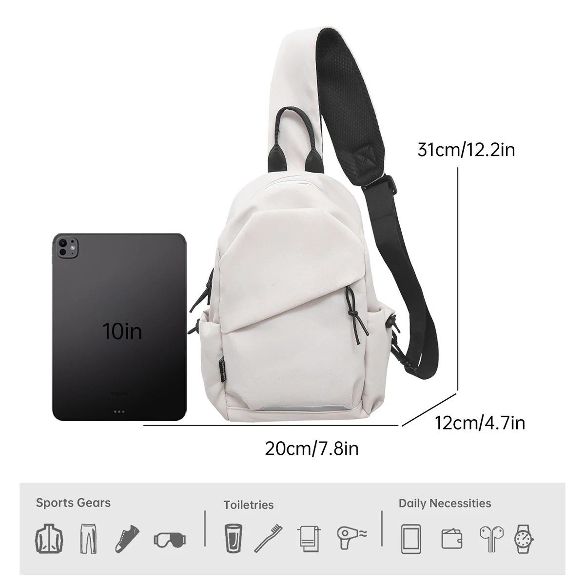 Neue Outdoor-Umhängetasche mit großem Fassungsvermögen, stilvolle und schlichte Damen-Brusttasche, trendige und vielseitige Schultertasche für Studenten, unisex und grenzübergreifend. – Detail 2