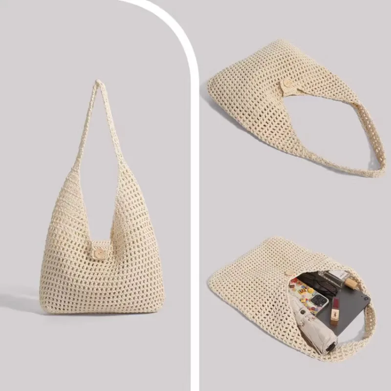 

2025 Summer Straw Tote Bag - Large Capacity Hand-Woven Beach Bag | Women's Vacation Shoulder Bag for Seaside & Boho Fashion