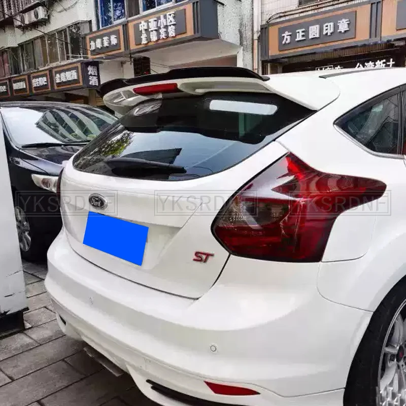 For Ford Focus ST Spoiler MK3 Hatchback 4D External Small Spoiler Cap ABS Tail Texture Carbon Fiber Wing Accessories 2012-2018