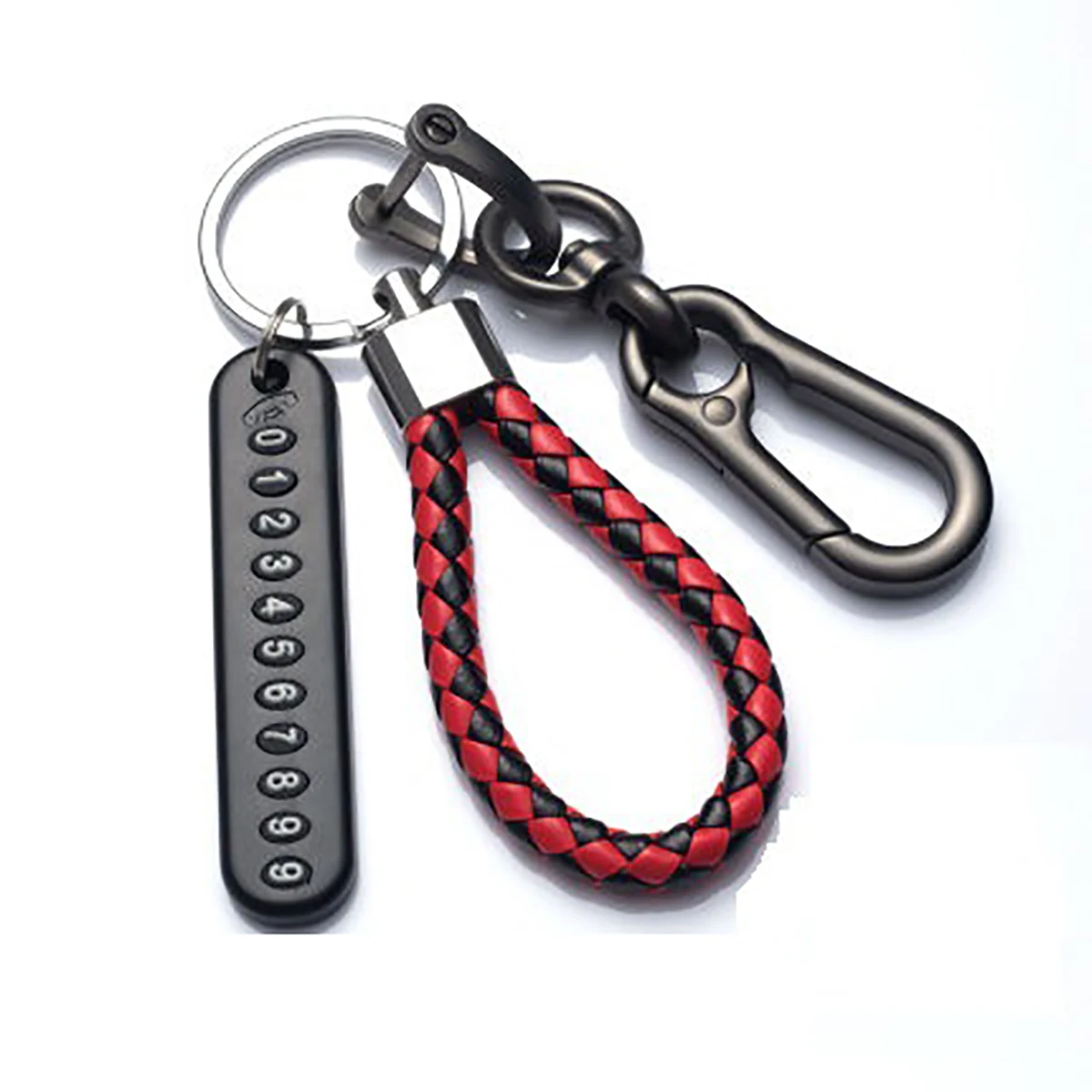 Trondy DIV Mohile Dhone Numher Dlate Dendant Kevchain for Men Dunk Simple Woven Leather Rope Anti-lost Car Key Chain Accessories