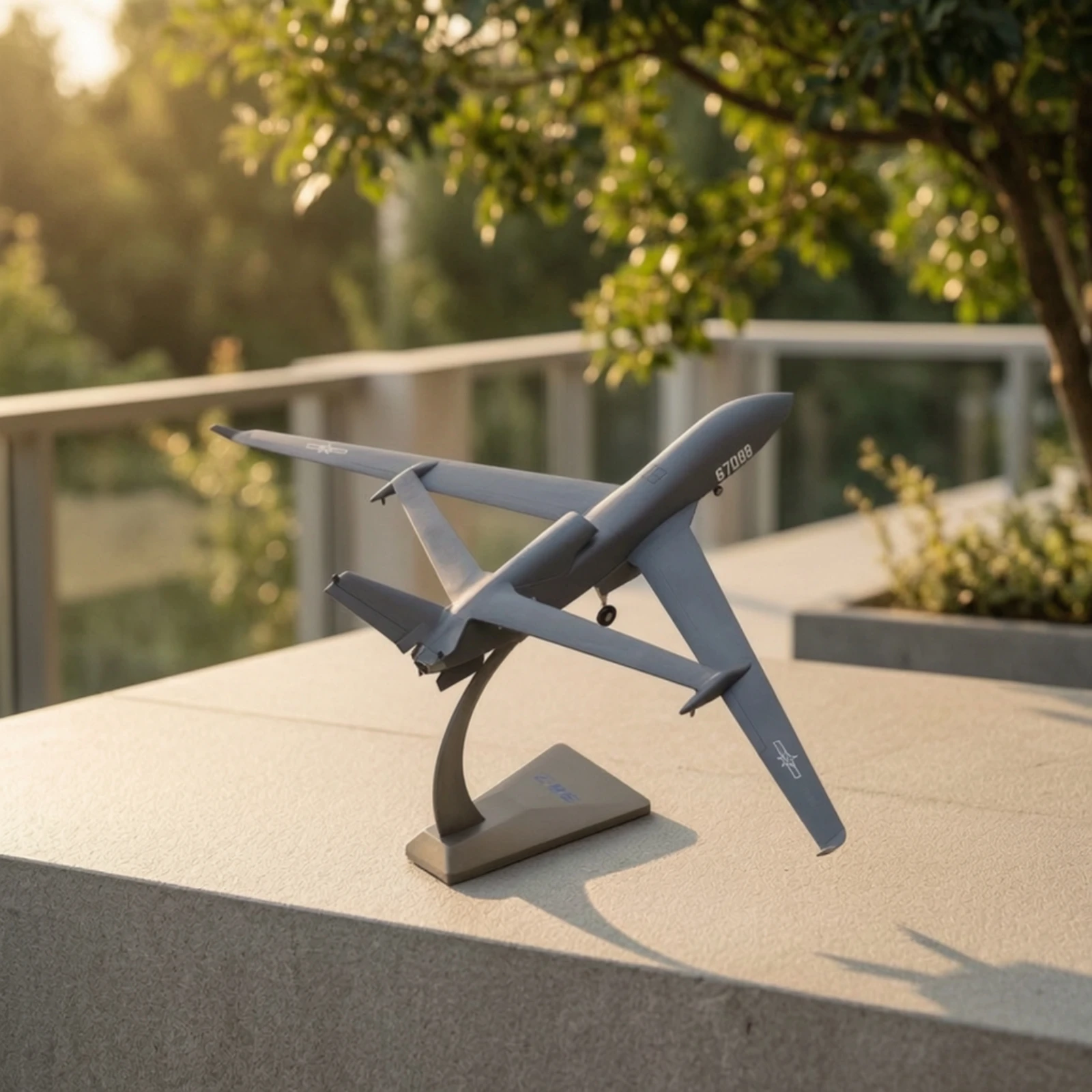 WZ-7 Model Alloy Unmanned Aircraft Model with Stand Collectible Desktop for Aviation Enthusiasts, Office, Bookshelf