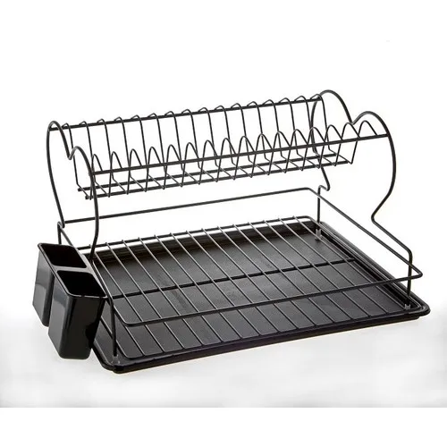 SAS Lifetime Stainless Dish Rack Dish Basket Two Layer Plate-rack Thermo Plastic Plating Black