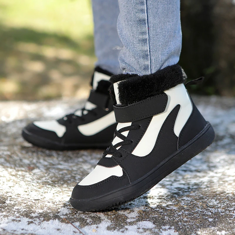 Children Wide Toe Winter Plush Snow Boots Outdoor Cold Resistant Warm High top Shoes Boys Girls Anti slip Wear Resistant Sneaker