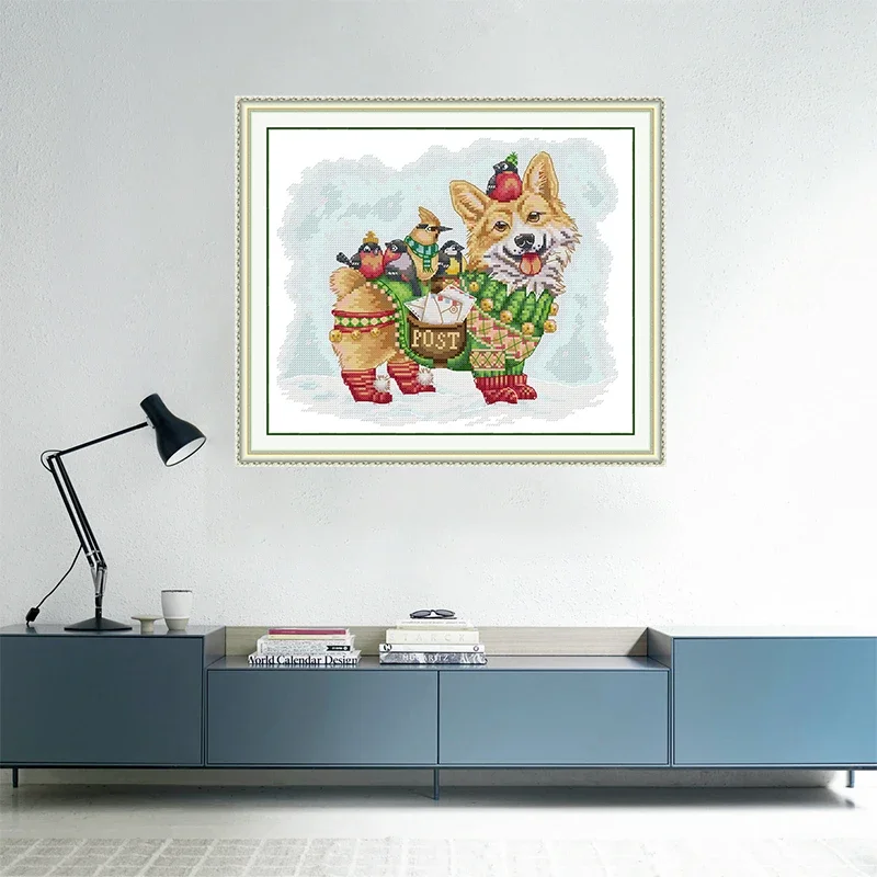 Little Postman Animal Printed Canvas 16CT 14CT 11CT Cross Stitch Kit Patterns Embroidery DMC Threads Painting Hobby Sewing Decor