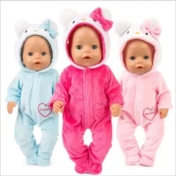 43cm Born New Baby Doll Clothes Pink Kitty Unicorn Pony Pajama Set 18 Inch Doll Clothes Baby Girl Birthday Gift