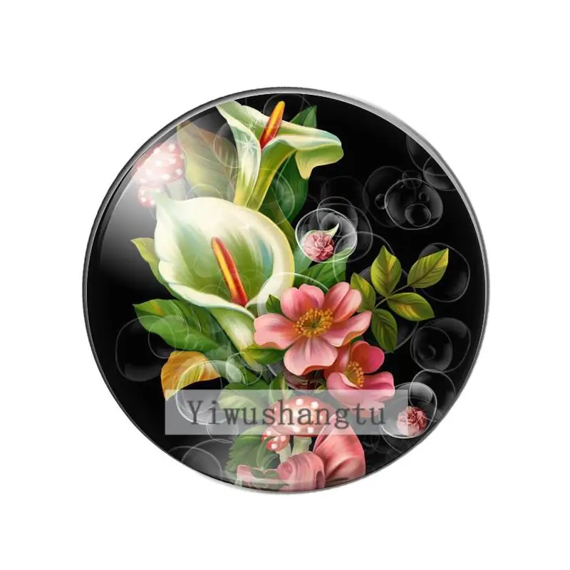 Beauty Vintage Flowers Rose Daisy 8mm/10mm/12mm/18mm/20mm/25mm Round photo glass cabochon demo flat back Making findings ZB0543