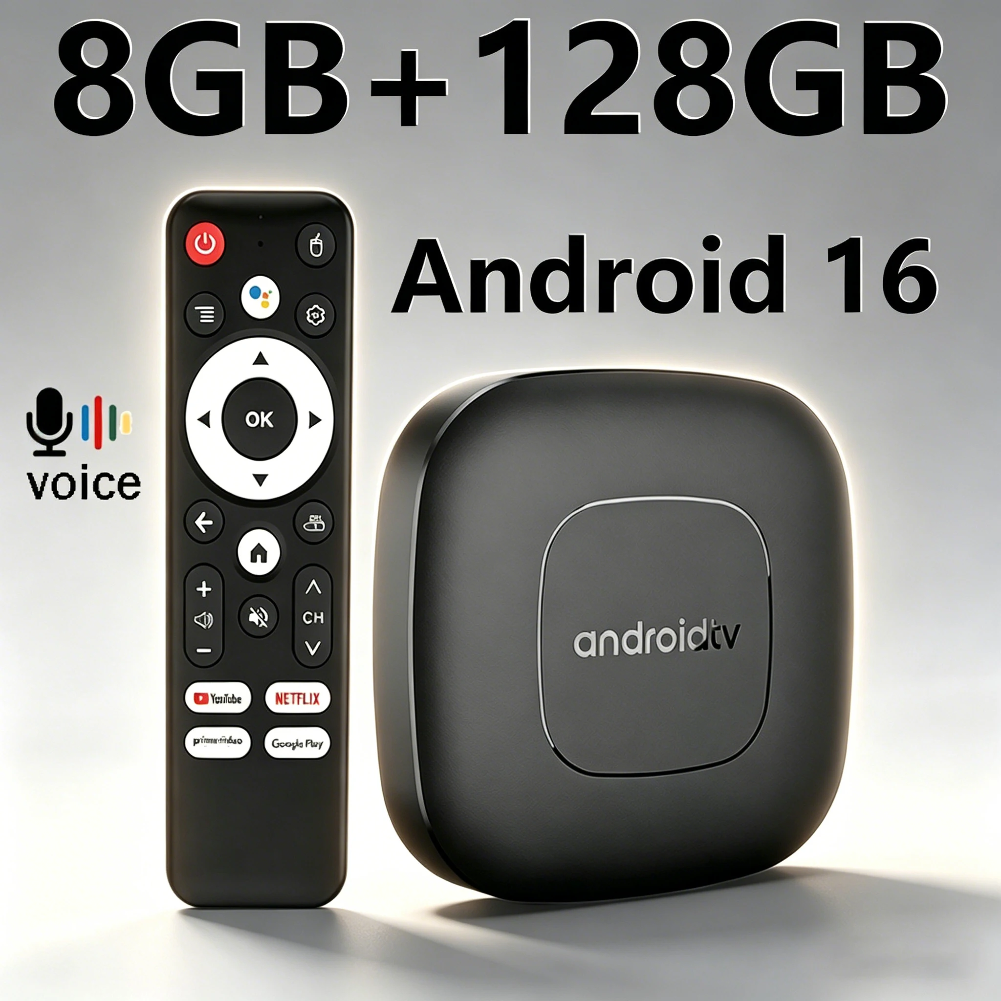 

T1 Android 16 Smart TV Box H313 8GB 128GB Quad Core Cortex A53 5G Dual Wifi Google Voice Remote 8K HD BT Very Fast Media Player