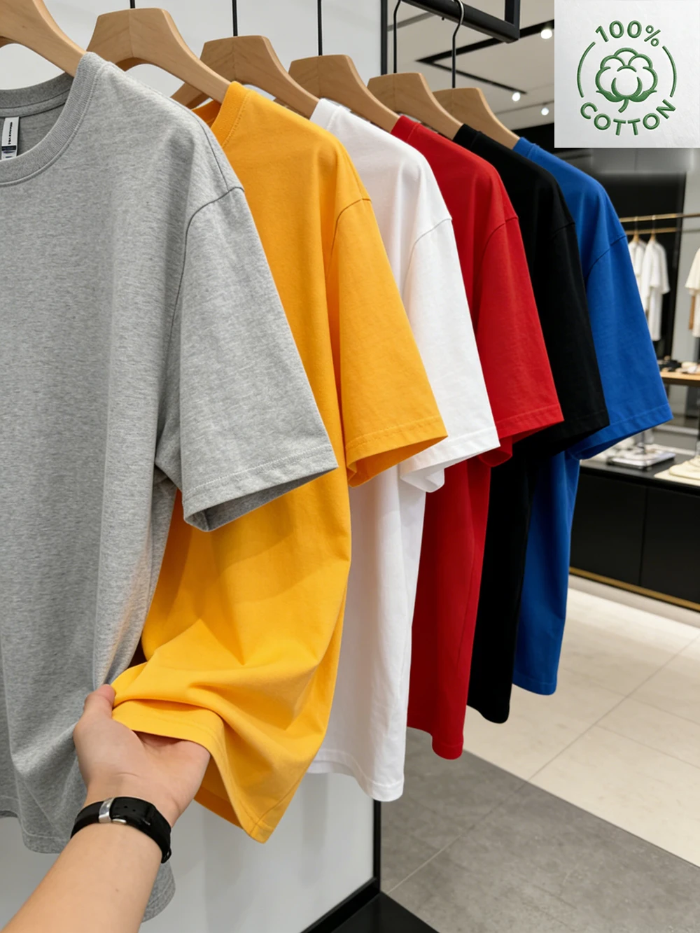 

100% cotton men's new summer short-sleeved round neck printed T-shirt letter printing color casual sports fitness T-shirt men's