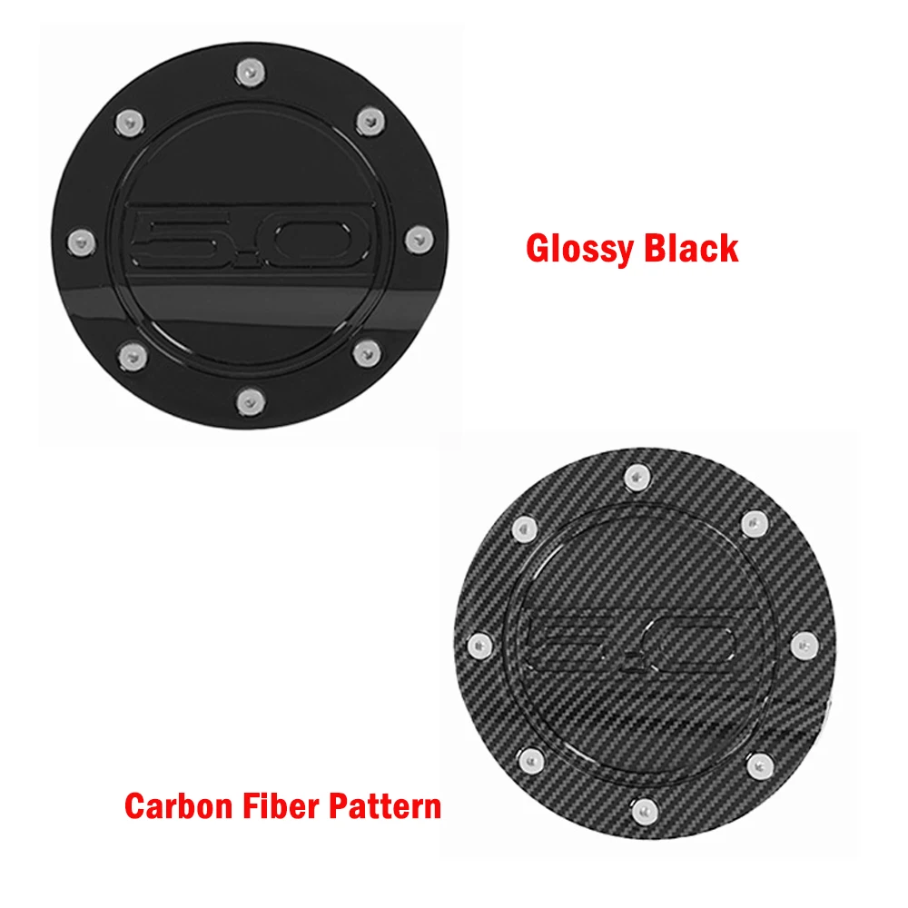 Carbon Fiber Black Circle Fuel Tank Cap For Ford Mustang 2015 2016 2017 2018 2019 2020  ABS Fuel Tank Cover Protection - view 3