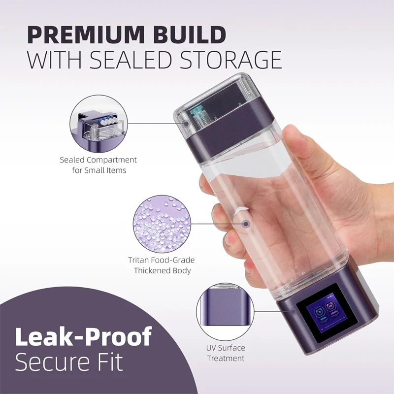 9000PPB الهيدروجين المياه المؤين الذكية لمس التحكم مولد الهيدروجين زجاجة قارورة 350 مللي الهيدروجين صانع المياه القلوية