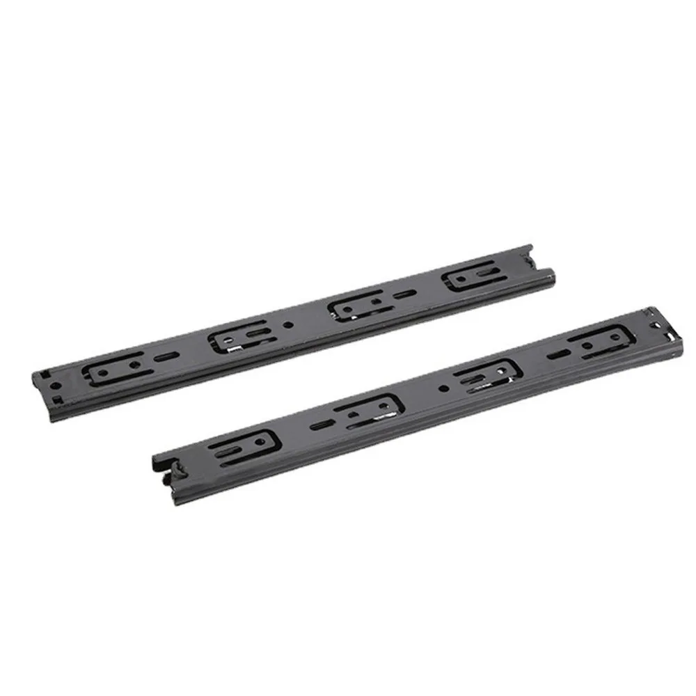 4Pcs Heavy-Duty Three-Section Full Extension Drawer Slides, 28mm Wide Black Silent Soft-Close Ball-Bearing Slide Rails, Smooth Sliding, Replacement Hardware Accessories for Cabinet, Dresser, Desk, and Furniture Modification.
