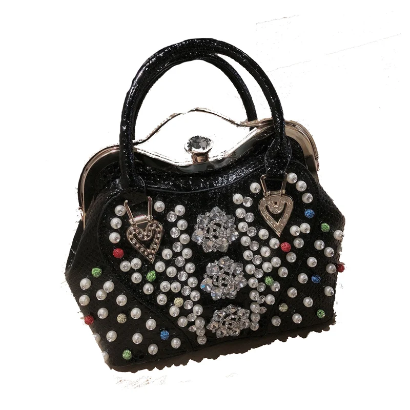 Rhinestone Bag Women Handbag Korean Luxury Fashion Female Leather Bag Diamonds Shoulder Messenger Shell Bag Ladies Evening Bag