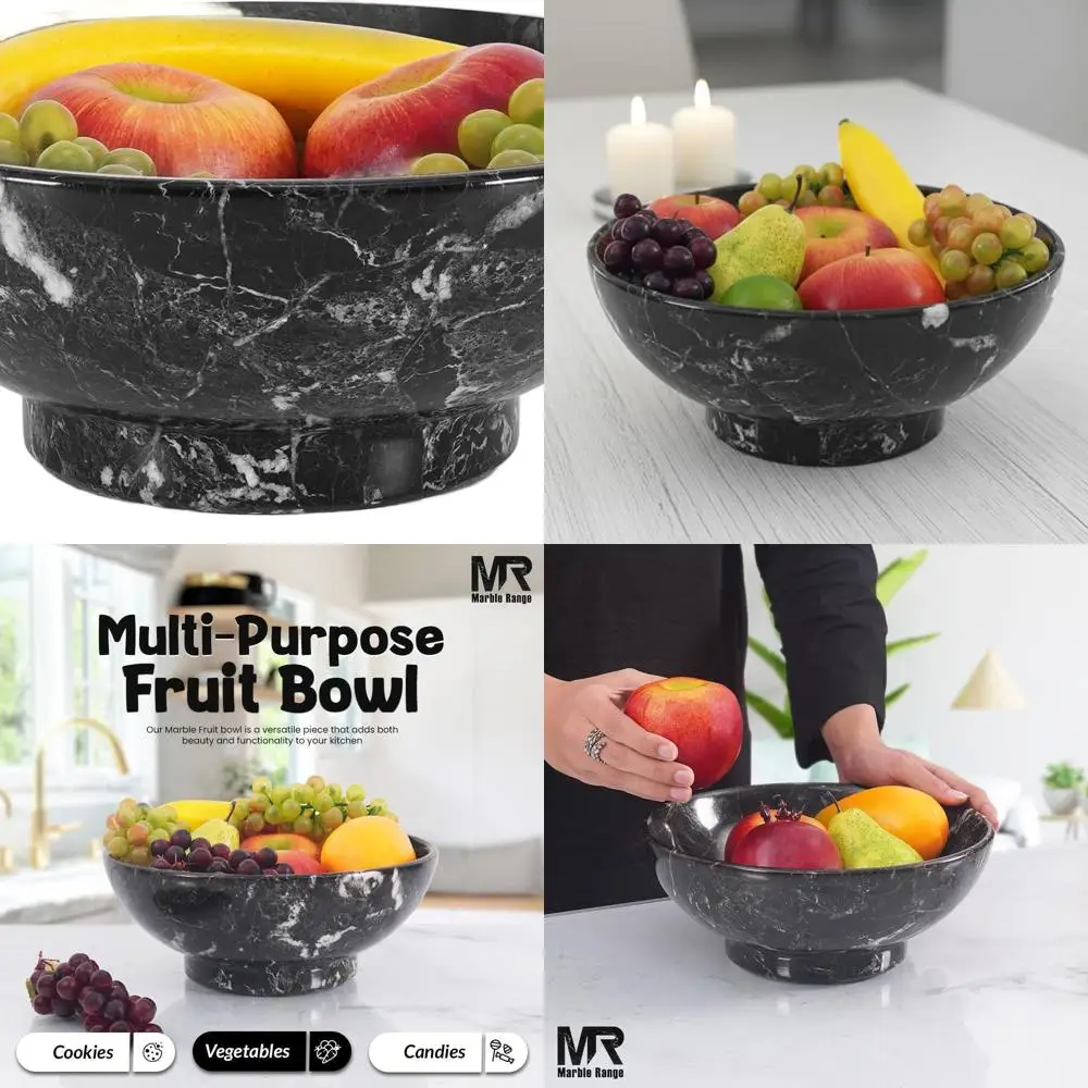 

Черная мраморная фруктовница (10 шт.) – Декоративный кухонный аксессуар ручной работы для салатов, закусок и многого другого